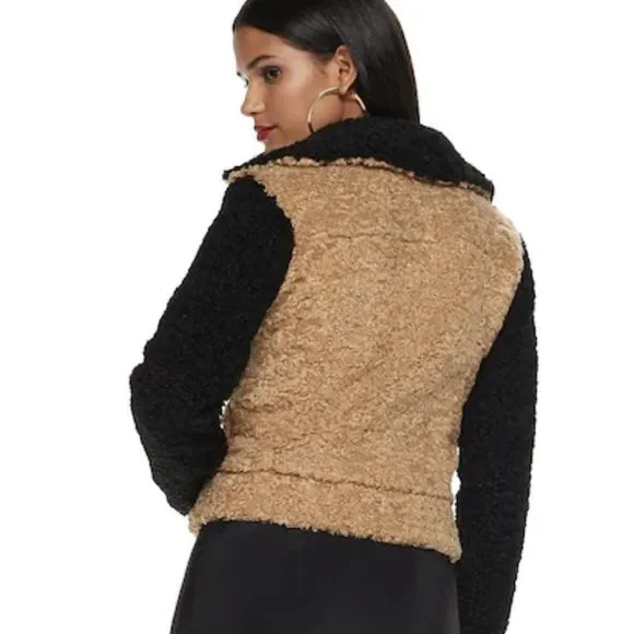 1 DAY SALE NEW Nine West MOTO Teddy/Sherpa Jacket - Picture 9 of 12